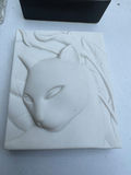Decorative lot of 2 glass trinket boxes and cat-relief ceramic tile - thumbnail 4 of 4