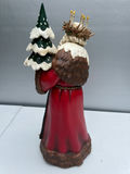 Santa Claus statue with candle wreath, owl, and snow-covered tree - thumbnail 3 of 4
