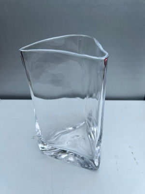 Heavy Clear Handblown glass triangular vase - Image 1 of 4