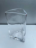 Heavy Clear Handblown glass triangular vase - thumbnail 1 of 4