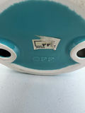 Pair of turquoise ceramic palm tree sculpture candle holders - thumbnail 4 of 4