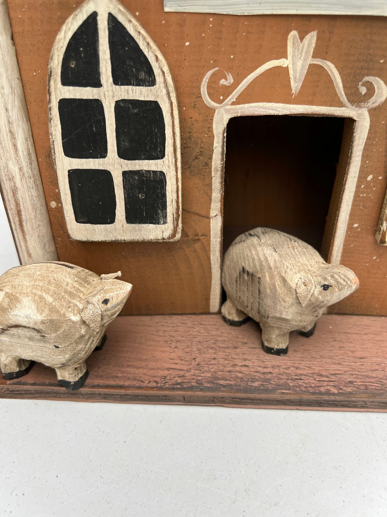 Decorative wooden inn with pig figures - image 2 of 4