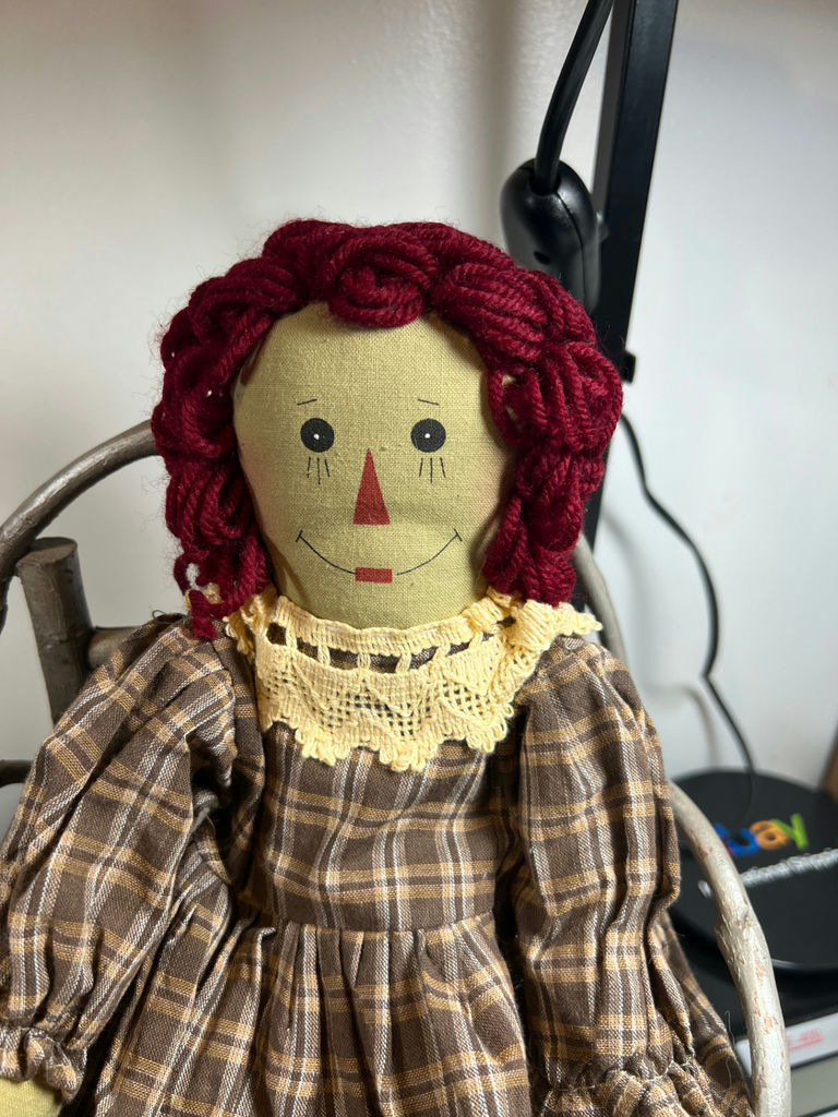 Raggedy Ann an Andy dolls with miniature wood chairs - image 3 of 5
