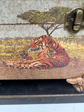 Tiger-themed decorative storage box with brass clasps and ornate feet - thumbnail 2 of 4