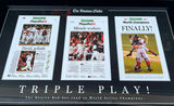 Framed Boston Globe front pages commemorating the 2004 Red Sox World Series victory 16" x 8" - thumbnail 1 of 5