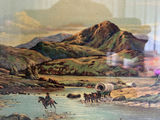 Framed mountain landscape with river and wagon train - thumbnail 3 of 3