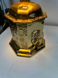 Gold-tone hexagonal table lamp with black shade - thumbnail 4 of 5