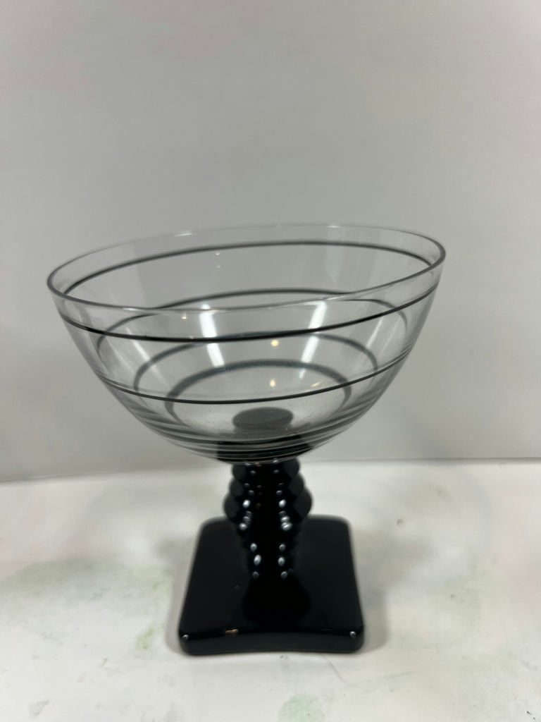 Six spiral-striped coupe glasses with black stems - image 3 of 4