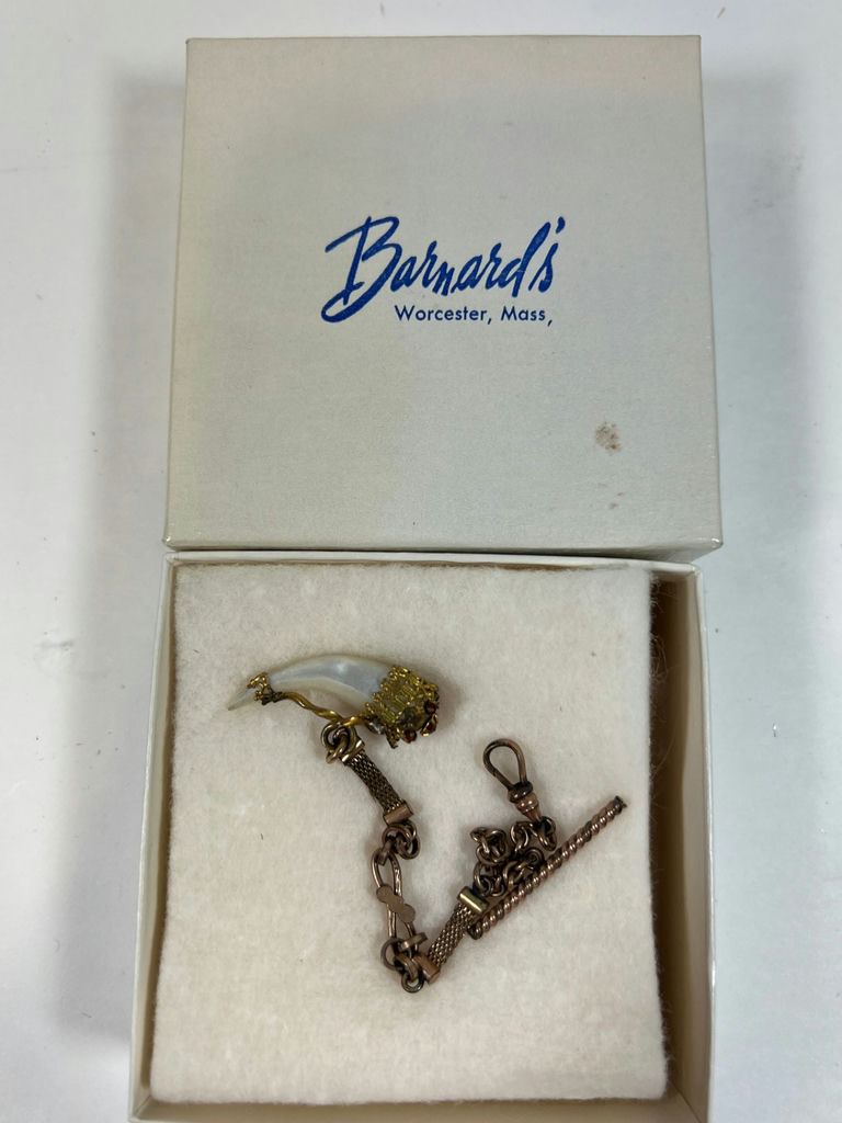 Vintage brass-tone bracelet with ivory tooth pendant - image 6 of 6