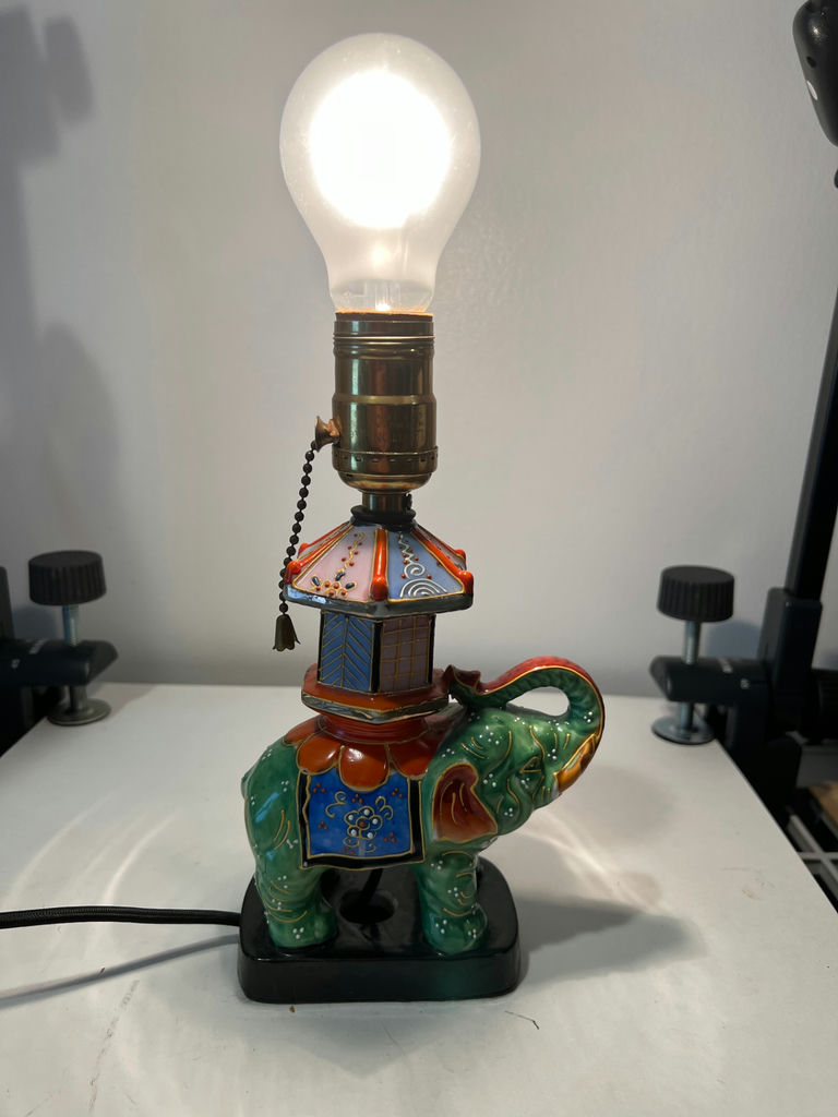 Colorful Ceramic Elephant Lamp with Lantern-Style Shade - image 3 of 5
