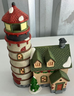 Heartland Valley Village Porcelain Lighted Lighthouse and House - Image 1 of 6