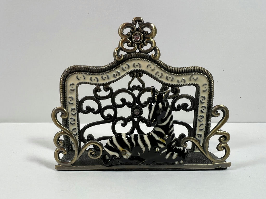 Ornate metal animal-themed card holders (leopard and zebra) - image 3 of 4
