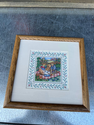 Teddy Bears Family Picnic Framed Print 9" x 9" - Image 1 of 4