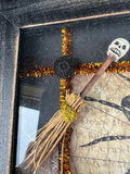 Halloween framed art with spiders and broom 12" x 9" - thumbnail 5 of 5