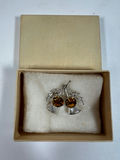 Amber-stone leaf and fan motif sterling silver earrings - thumbnail 5 of 5