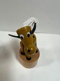 Three wooden FINGER PUPPETS animal figurines (zebra, lion, and dog) on painted bases - thumbnail 4 of 5