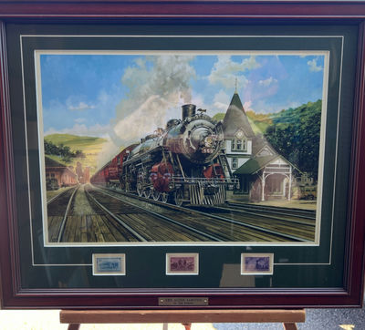 The Alton Limited framed railroad art with stamps 18" X 22" - Image 1 of 7