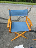 Pair of folding director's chairs with blue fabric and three additional cloth seat sets - thumbnail 2 of 6