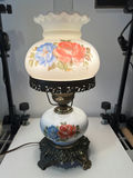 Vintage electric table lamp with dual floral glass globes - thumbnail 4 of 6