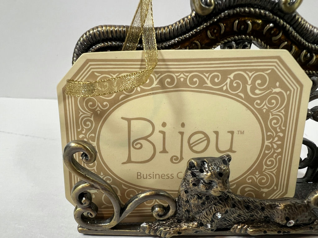 Ornate metal animal-themed card holders (leopard and zebra) - image 2 of 4