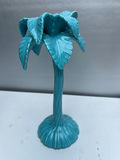 Pair of turquoise ceramic palm tree sculpture candle holders - thumbnail 3 of 4