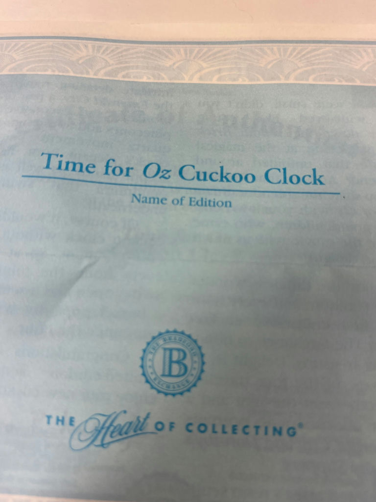 Time for Oz Cuckoo Clock with Certificate BRAND NEW - image 5 of 9