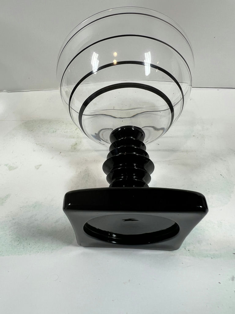 Six spiral-striped coupe glasses with black stems - image 4 of 4