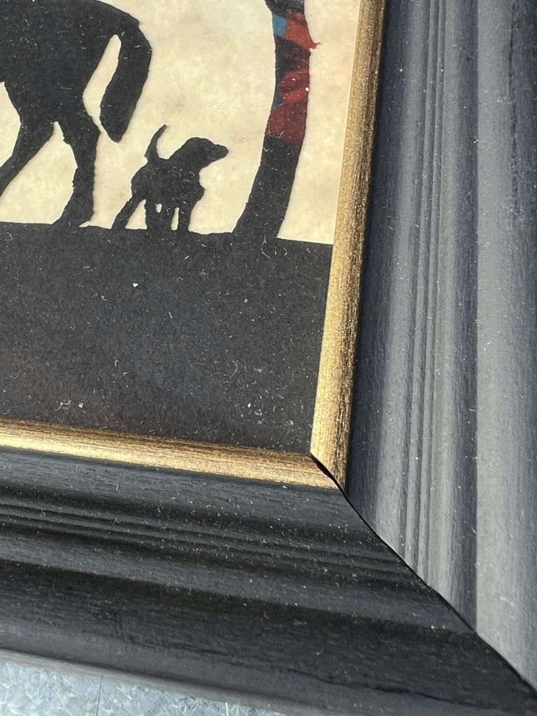 Framed Silhouette: Huntsman on Horseback with Dogs 10" x 10" - image 3 of 4