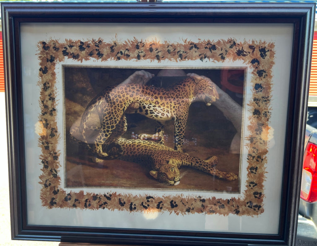 Framed leopard artwork 22-1/2" x 18-1/2" - image 1 of 3