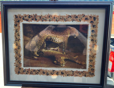 Framed leopard artwork 22-1/2" x 18-1/2" - Image 1 of 3