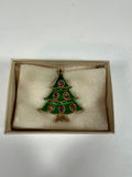 Green enamel Christmas tree brooch in Denholm & McKay jewelry box - thumbnail 6 of 6
