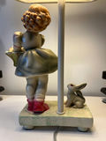 Italian porcelain table lamp with girl figurine and rabbit - thumbnail 3 of 5