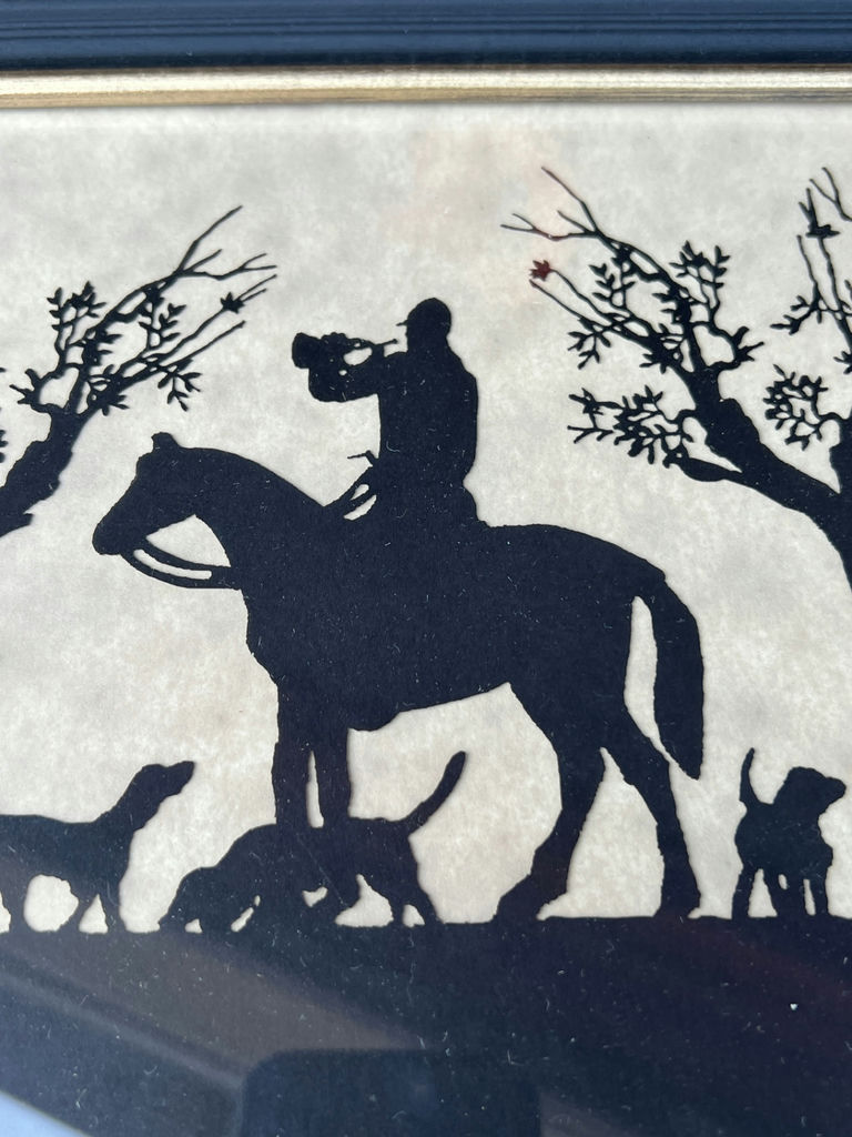 Framed Silhouette: Huntsman on Horseback with Dogs 10" x 10" - image 2 of 4