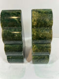 ANTIQUE MARACHITE Pair of green scalloped bookends ITALY - thumbnail 2 of 3