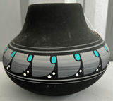 Black pottery trio with turquoise accents - Stove Pipe Pottery - thumbnail 4 of 6