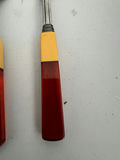 Two-tone yellow and brown handled cutlery set (knives and forks) - thumbnail 4 of 4