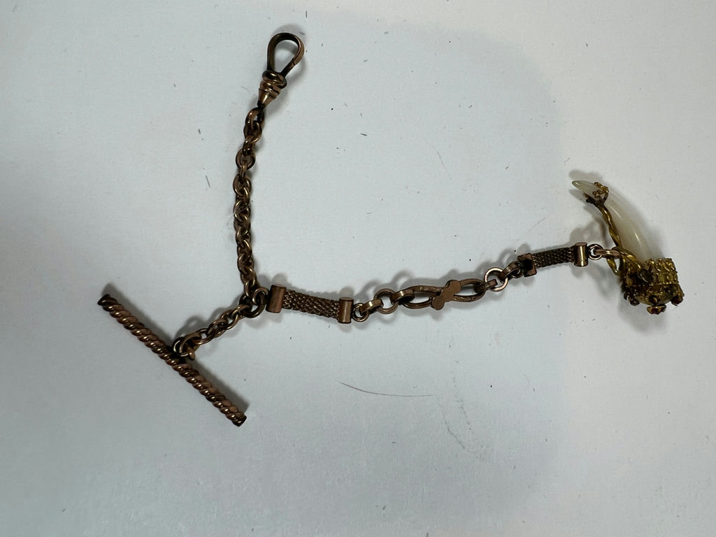 Vintage brass-tone bracelet with ivory tooth pendant - image 3 of 6