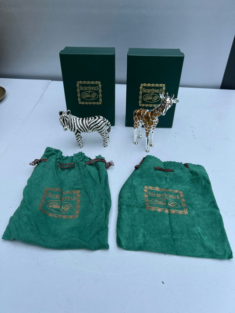 AMAZING TRINCKET BOXES - Jeweled zebra and giraffe figurines with Secret Jewels packaging - image 1 of 5
