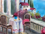 Two Chairs and Round Table on a Columned Terrace 35-1/2" x 30" - thumbnail 2 of 4