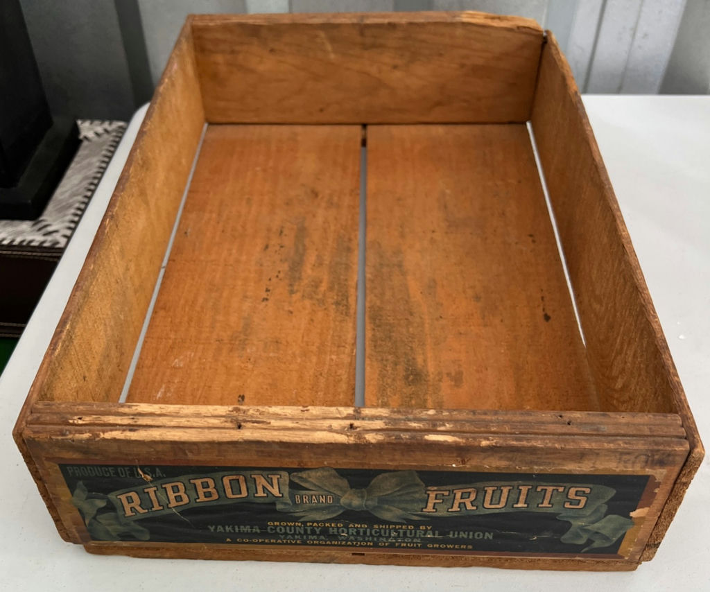 Vintage Ribbon Fruits Wooden Crate - image 2 of 3