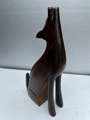 Heavy Solid Wood Mexican wooden carved howling Wolf sculpture - Image 1 of 4