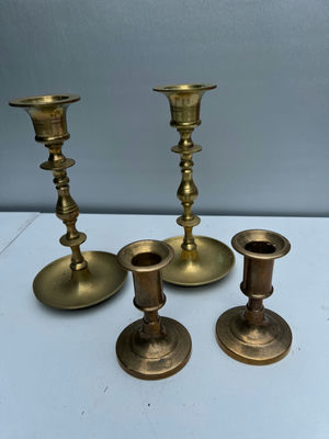 Brass candlesticks and candle holders set - Image 1 of 4