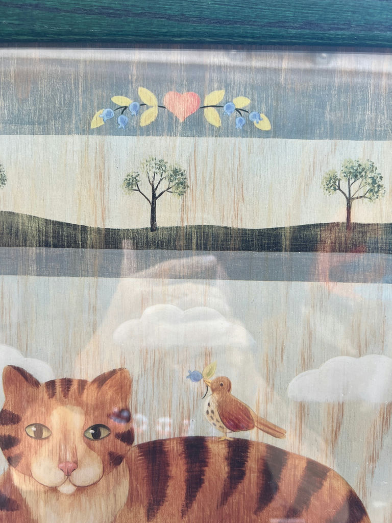 Framed Cat and Bird Decorative Print 22" x 19" - image 3 of 4