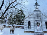 Winter church scene print 'I Heard the Bells on Christmas Day' by Billy Jacobs 16" x 8" - thumbnail 4 of 7