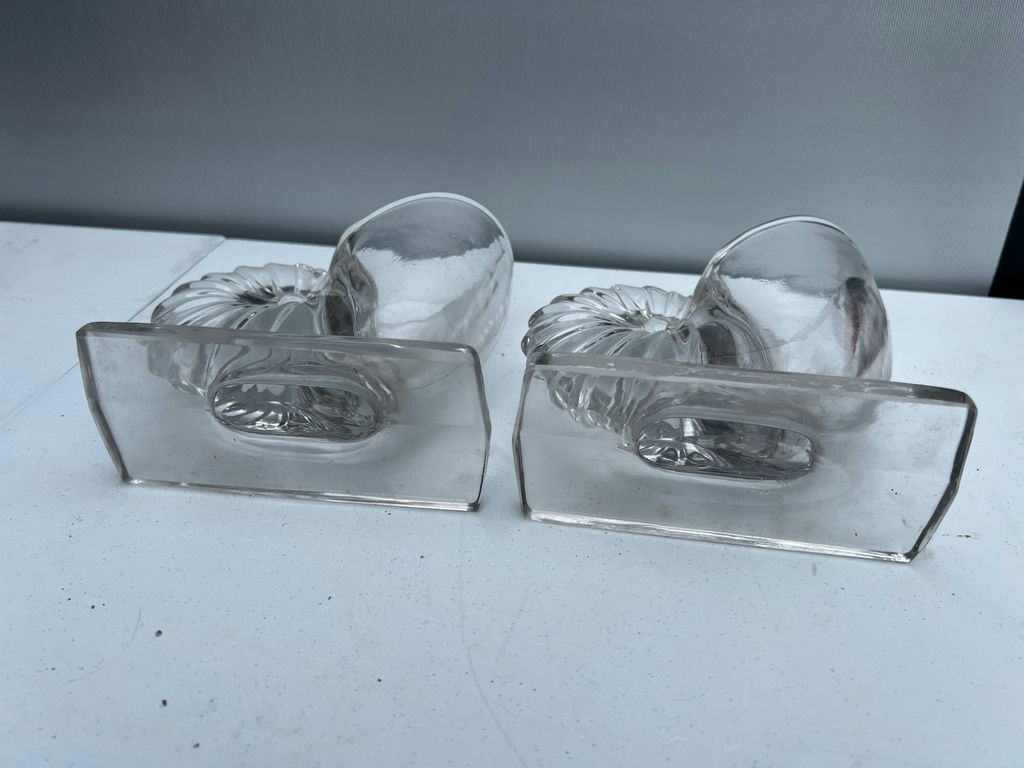 Pair of clear glass holders with fluted backs - image 4 of 4