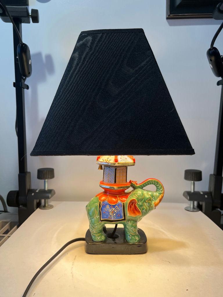 Colorful Ceramic Elephant Lamp with Lantern-Style Shade - image 1 of 5