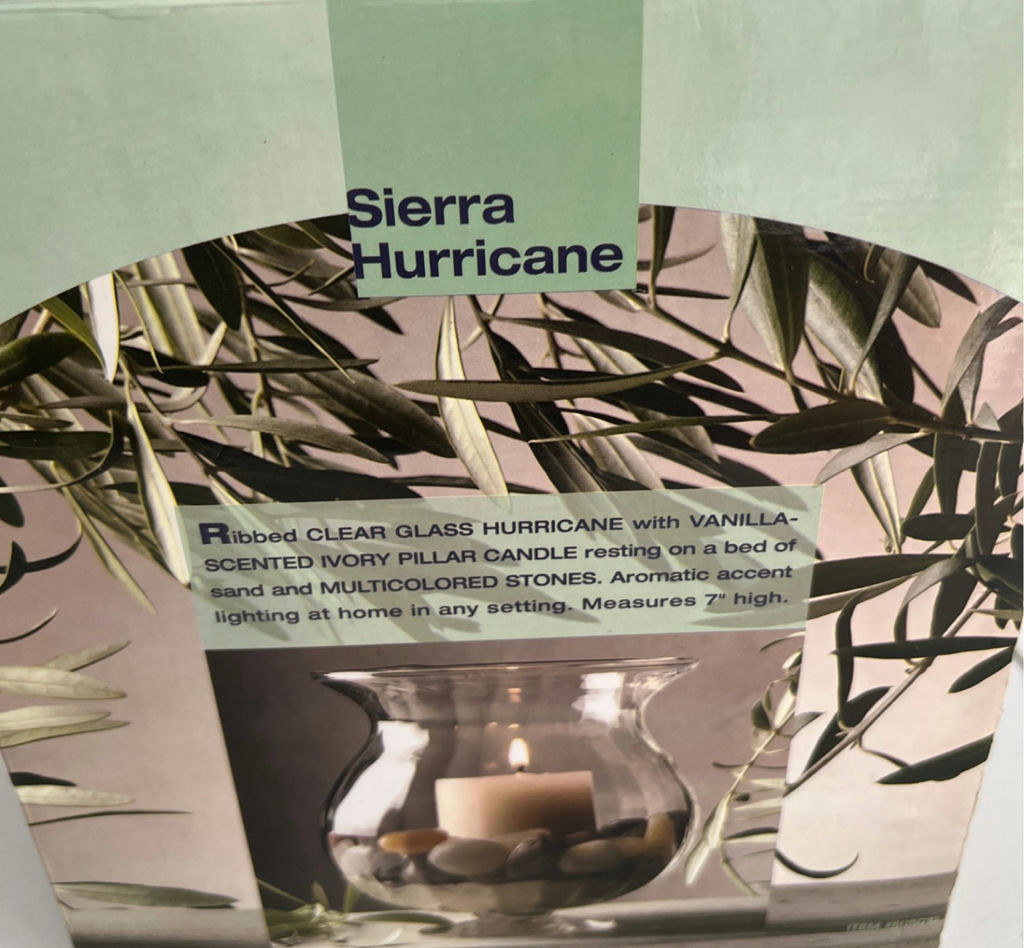 Sierra Hurricane glass hurricane candle holder with candle and decorative elements - image 2 of 4