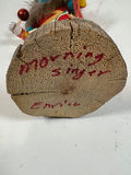 Gero Thomas "Mustard Green" Handcrafted painted wooden figurine with feathered headdress - thumbnail 5 of 5