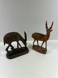 Two wooden deer figurines (doe with fawn and standing stag) - thumbnail 1 of 4