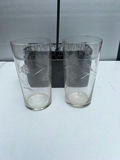 Etched floral glass tumblers in a decorative metal caddy - thumbnail 3 of 4